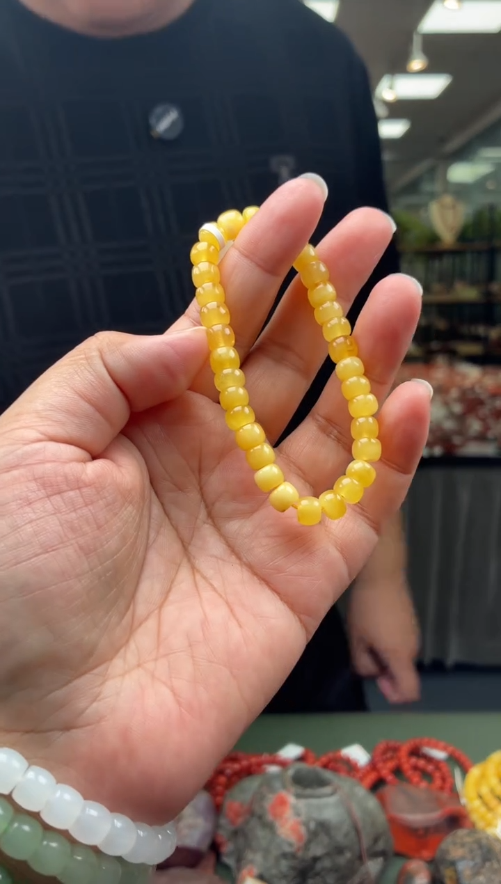 手串蜜蜡未镶嵌单圈手串一条约7mm多样性发货