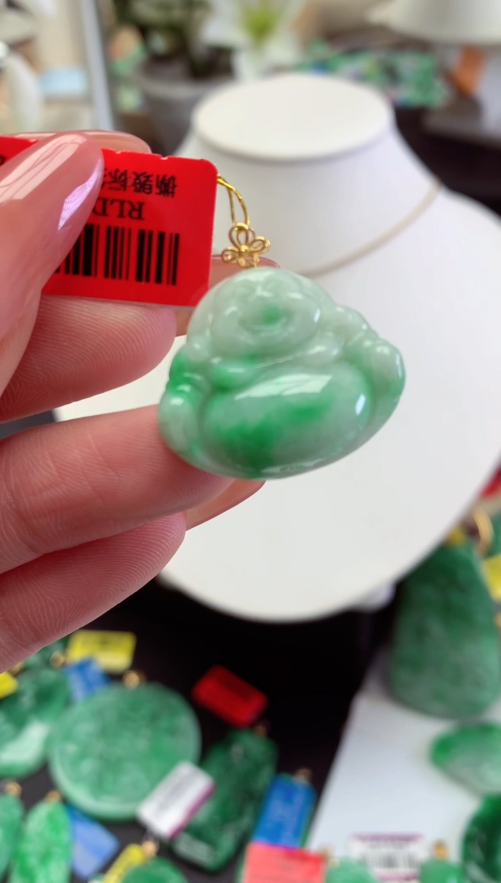 【闪购商品】翡翠吊坠(不含链)18K金镶嵌挂件