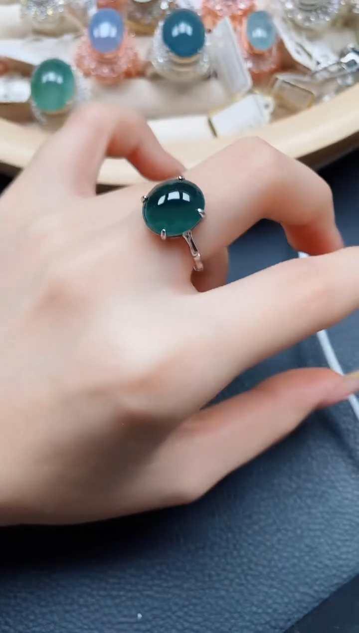 【闪购商品】翡翠戒指银S925镶嵌翡翠