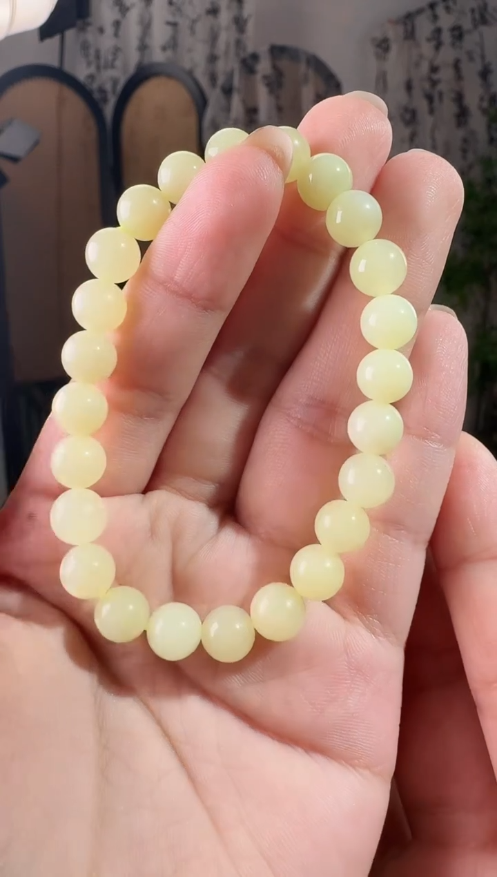 未镶嵌手串和田玉黄玉手串 8mm