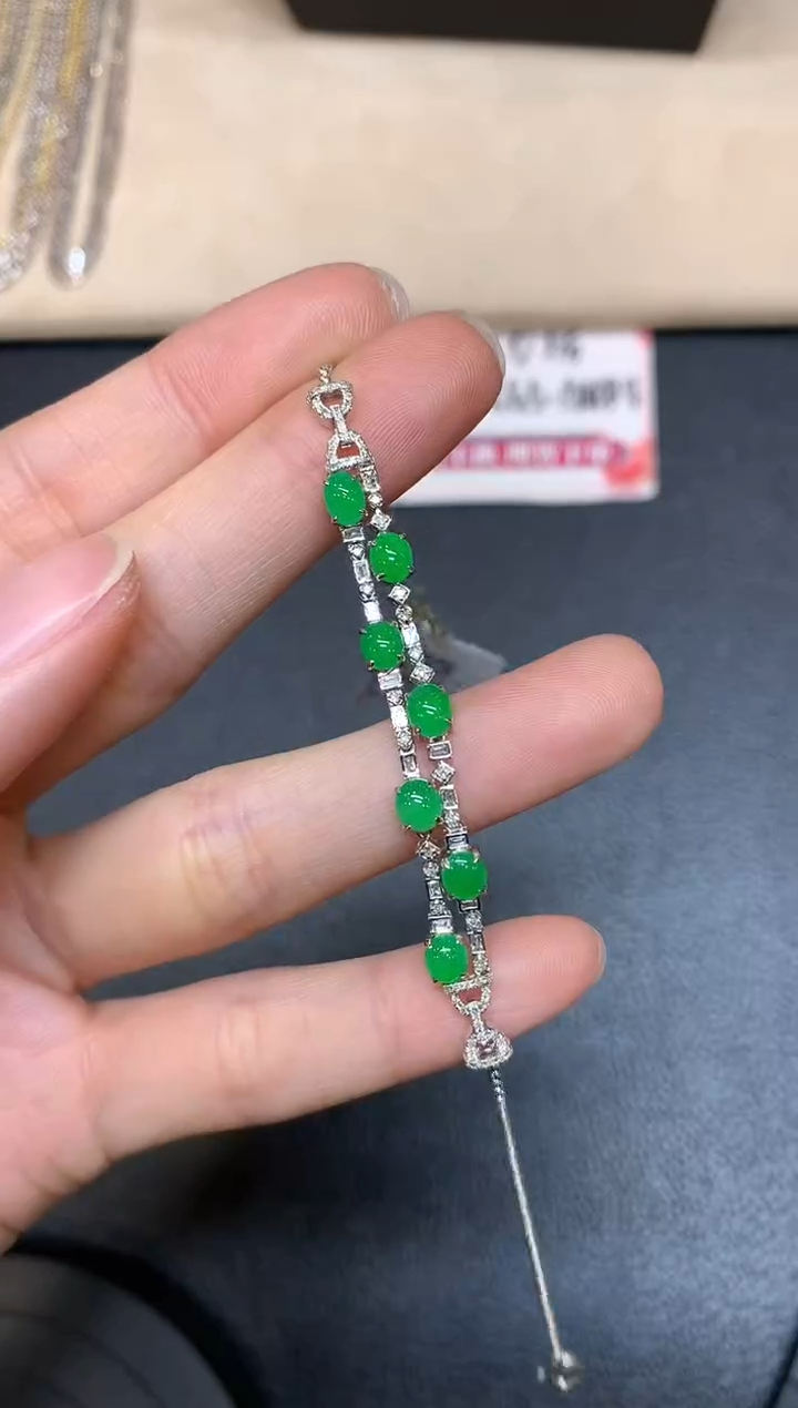 【闪购商品】翡翠手链18K金镶嵌【无鉴赏期