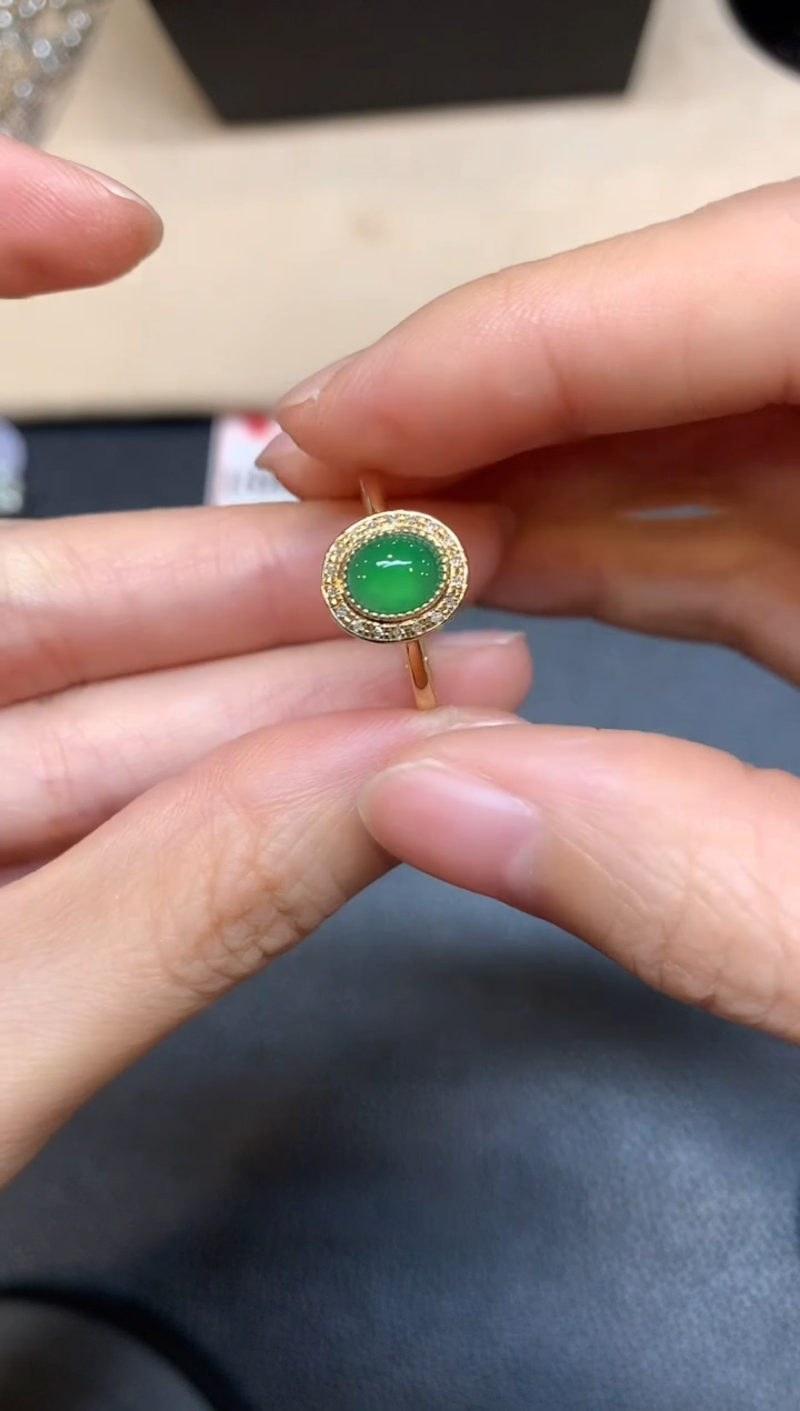 【闪购商品】翡翠戒指18K金镶嵌【无鉴赏期
