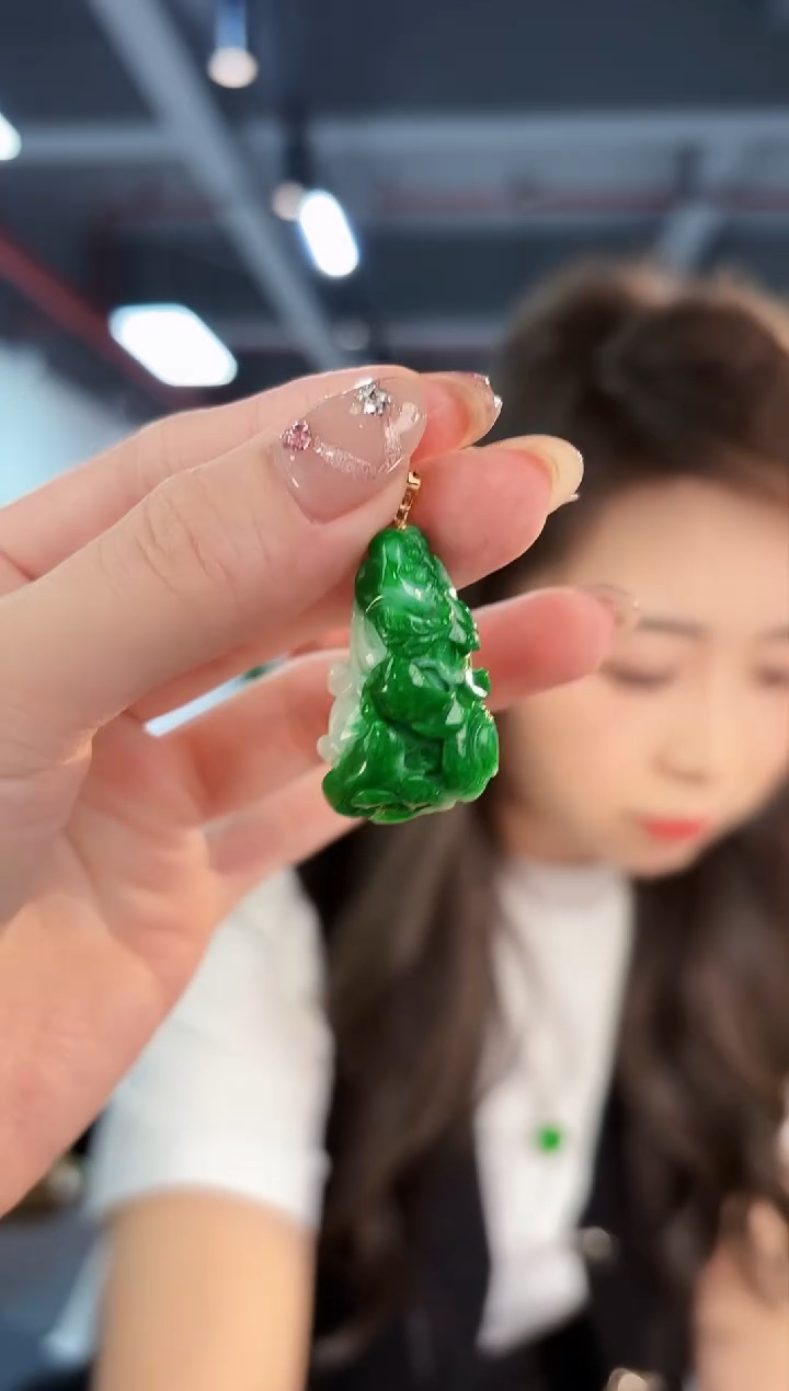 【闪购商品】翡翠颈饰18K金镶嵌缅料A货/支持复检/一件