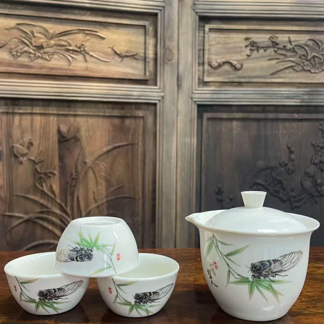 一鸣惊人-旅行套（一壶三杯）喝茶器具茶具1056茶壶茶具套装茶杯