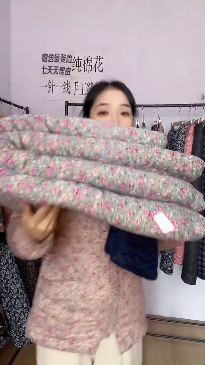 浅蓝牡丹手工棉花裤加厚1斤棉花