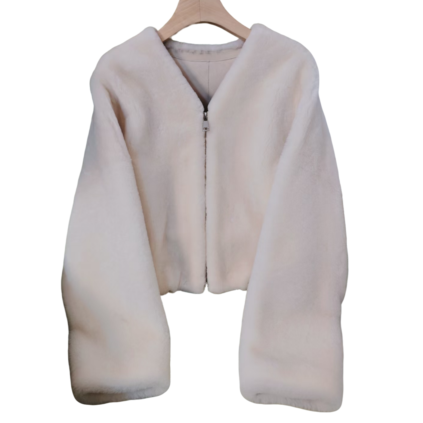 25年宽松V领美利奴羊毛真皮真毛皮草外套女0910