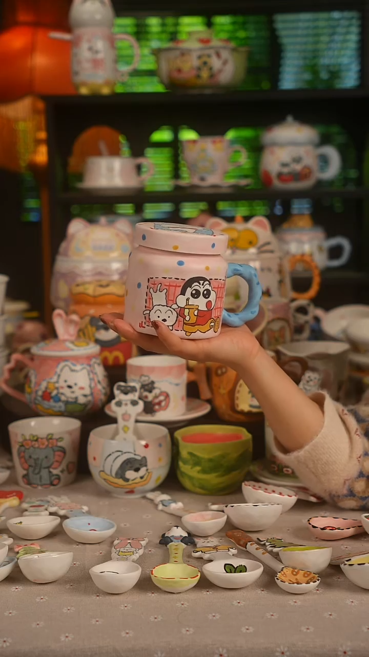 陶瓷无盖款景德镇高温釉下彩纯手绘创意瓷