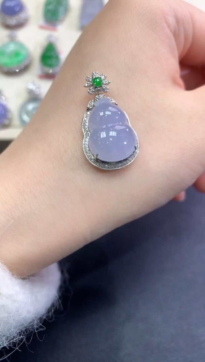 【闪购商品】翡翠颈饰18K金镶嵌B38  紫货有色差