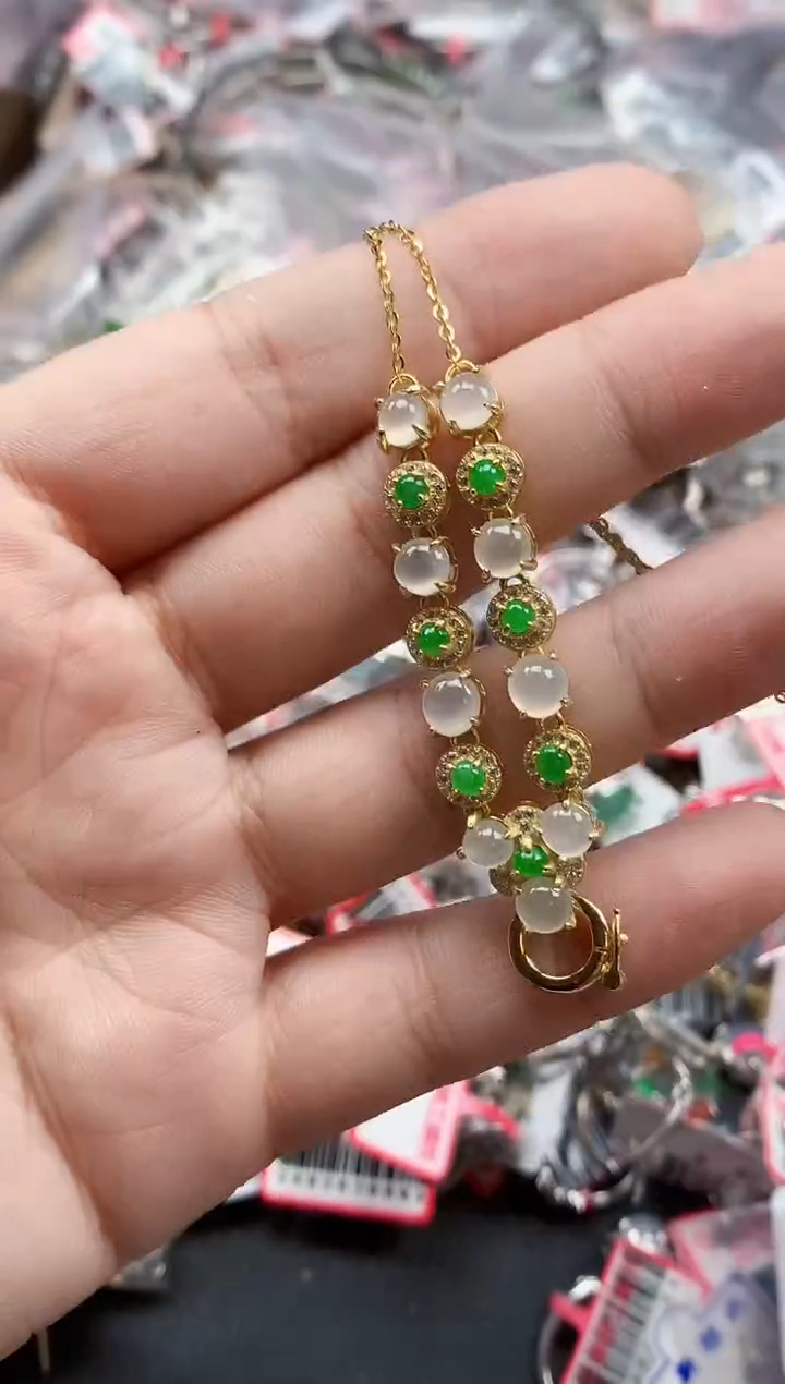 银S925镶嵌戒指翡翠天然A货缅甸翡翠