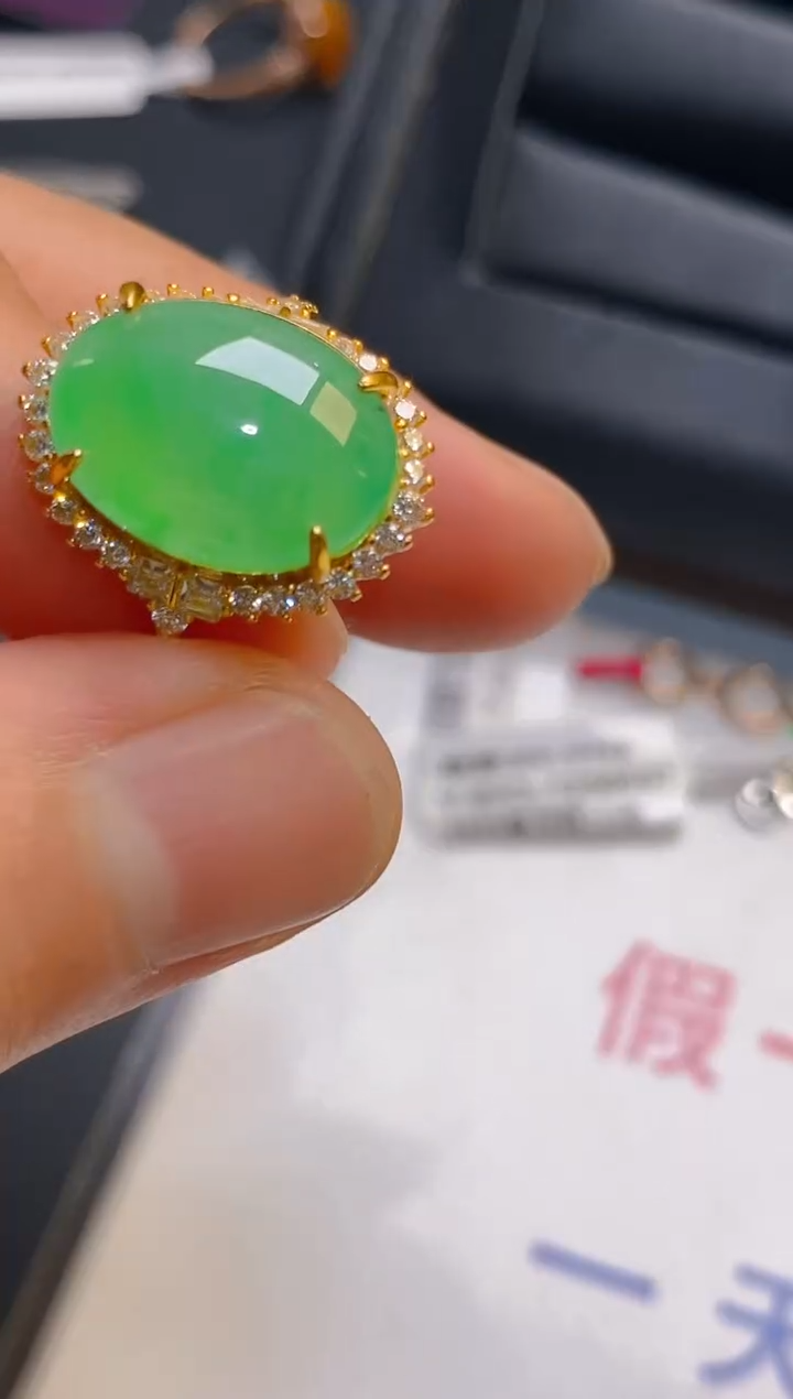 【闪购商品】翡翠耳饰银S925镶嵌天然A货翡翠1