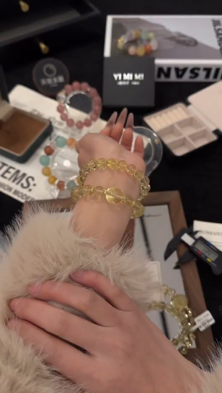 合金手链水晶黄水晶双圈x3621