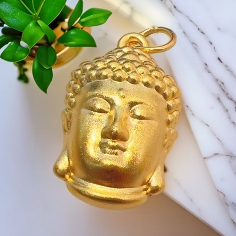 足金999小佛头吊坠时尚经典款