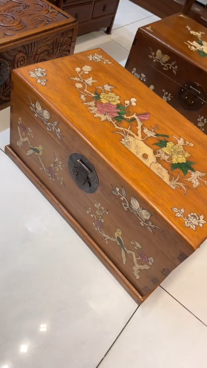 【闪购商品】贡木花开富贵螺钿首饰箱