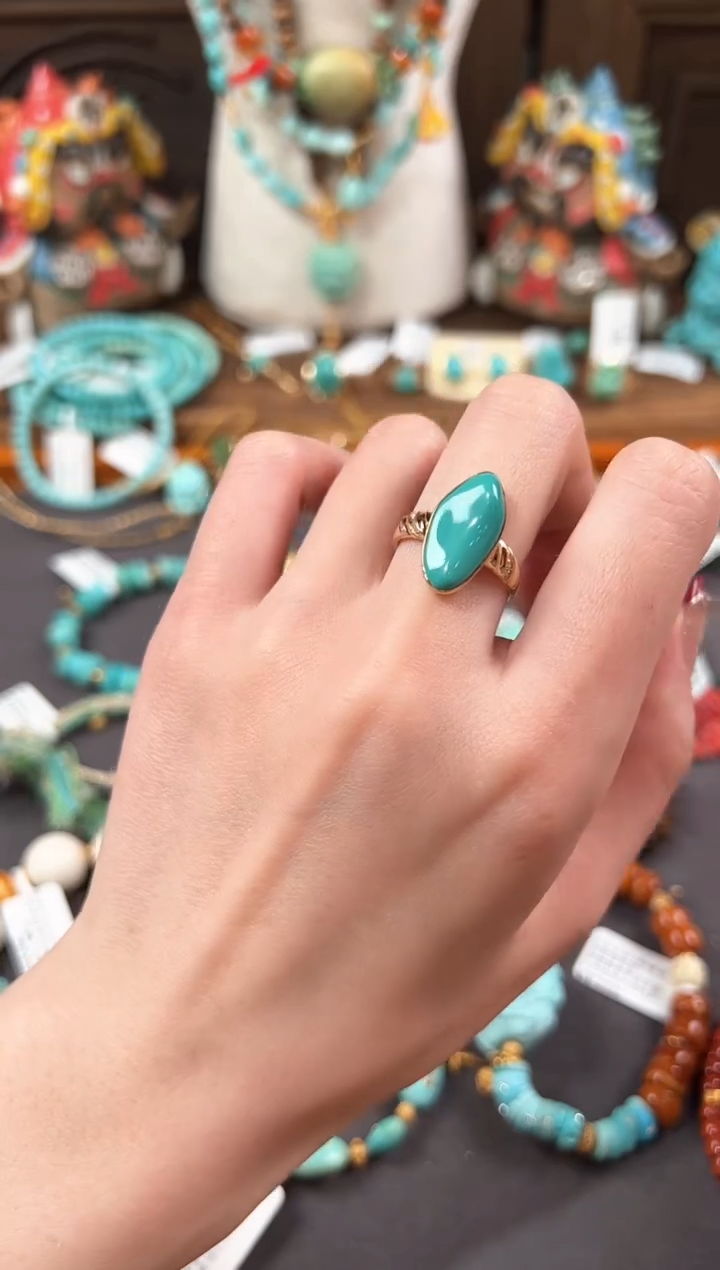 【闪购商品】绿松石戒指18K金镶嵌绿松石戒指