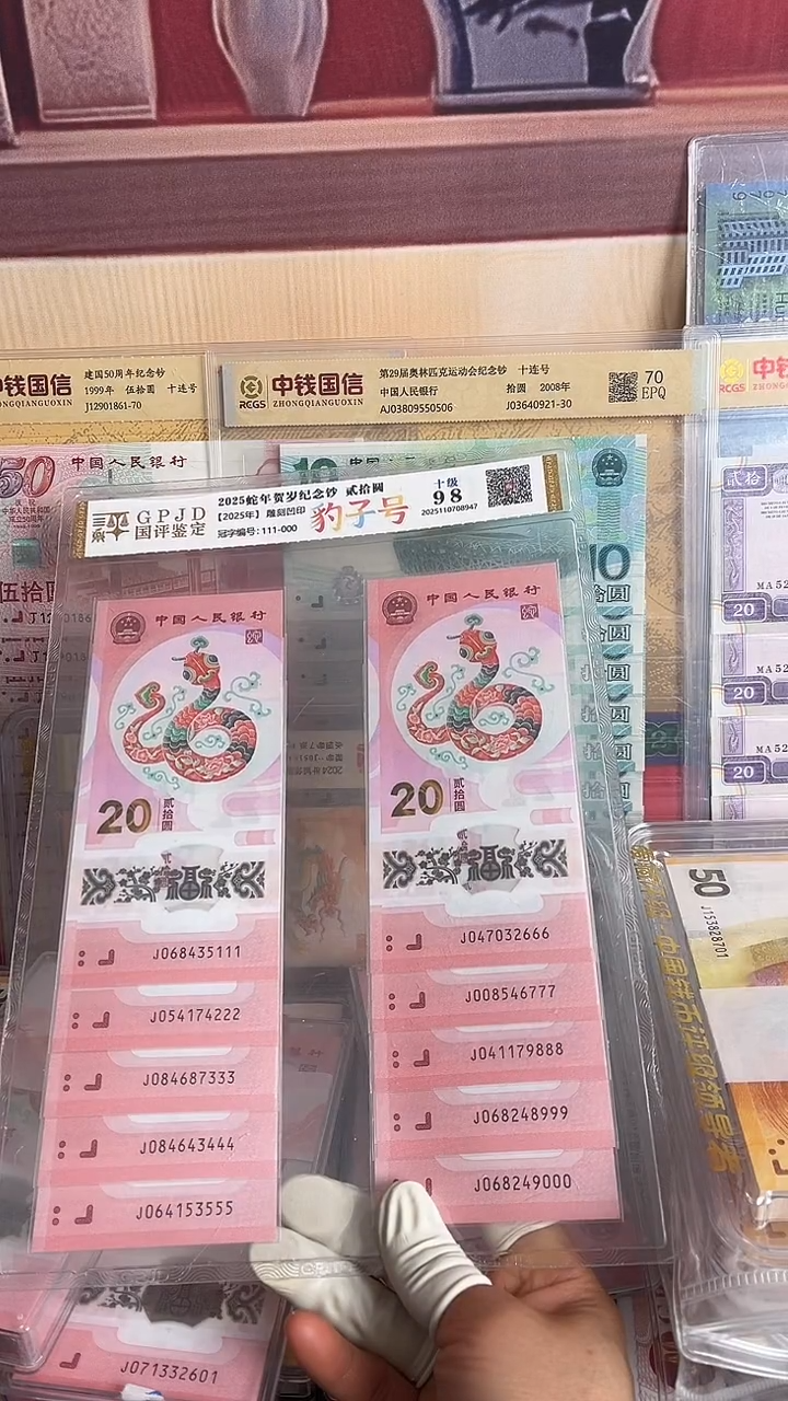塑料蛇年生肖纪念钞十连号尾豹