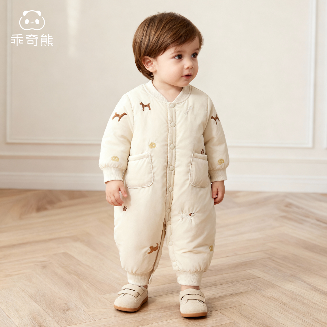 【暖护棉】婴幼儿冬季连体衣加厚夹棉保暖棉服宝宝抗菌哈衣爬爬服