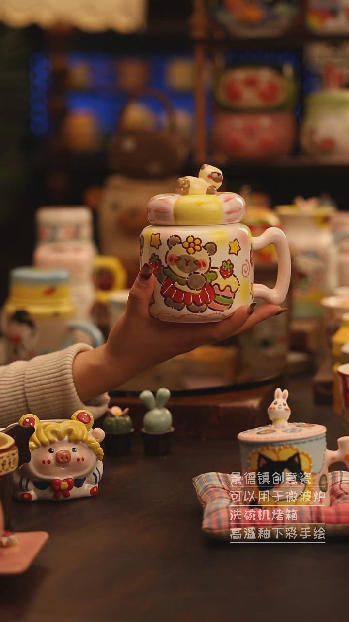 陶瓷景德镇可爱陶瓷釉下彩绘设计师款