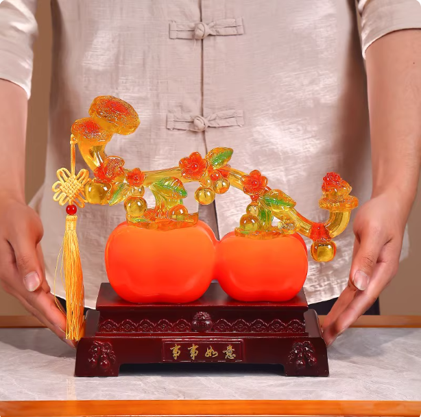 事事如意柿子摆件电视柜酒柜客厅玄关