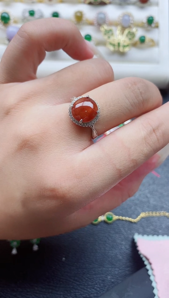 银S925镶嵌戒指翡翠1