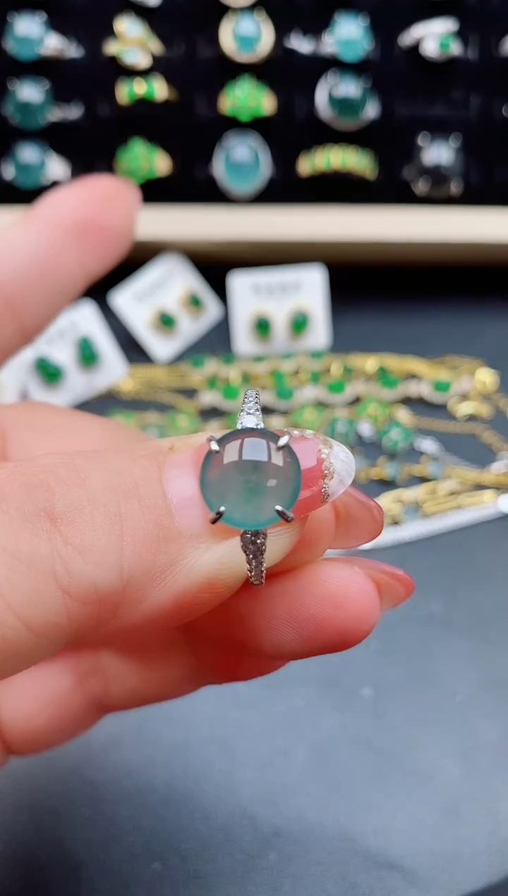 【闪购商品】翡翠戒指银S925镶嵌85085