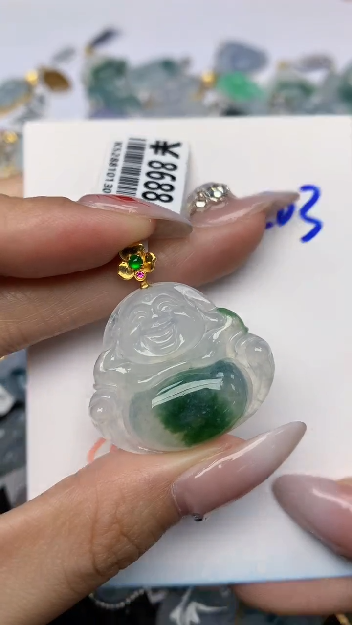 【闪购商品】翡翠颈饰18K金镶嵌天然翡翠a货