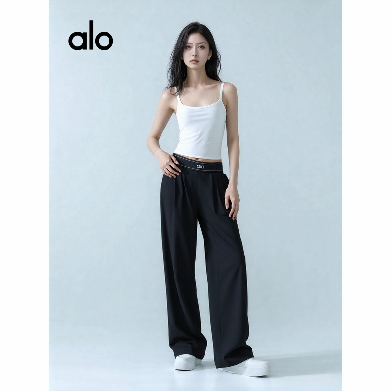 alo阔腿透气高腰速干直筒时尚运动长裤运动长裤松紧带