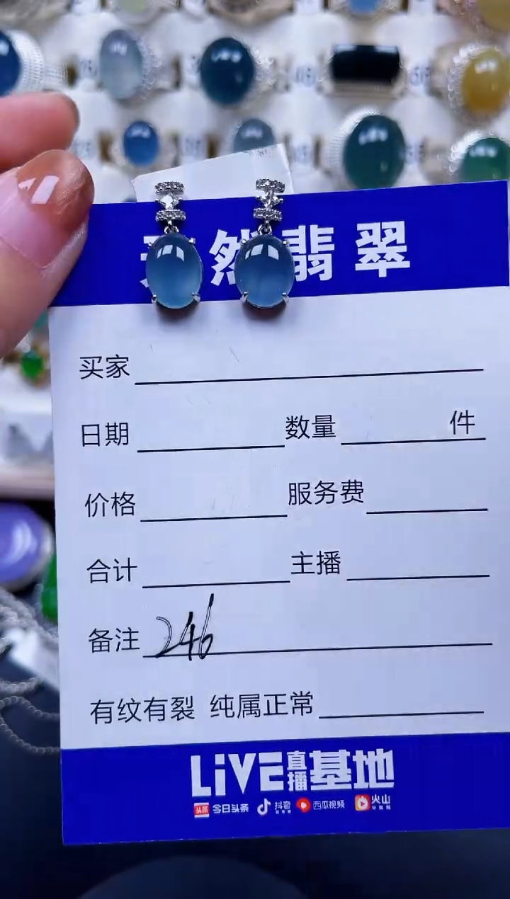 银S925镶嵌翡翠耳饰246