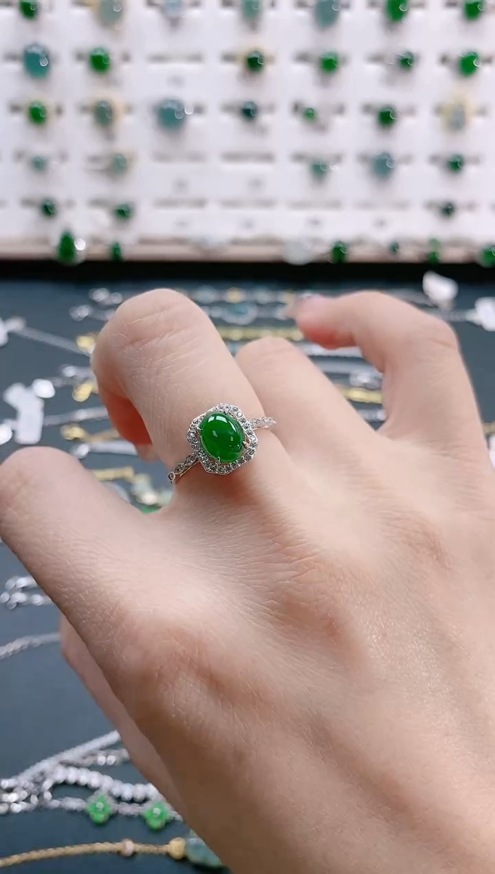 【闪购商品】翡翠戒指银S925镶嵌天然翡翠