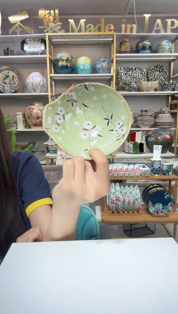 陶瓷绿樱单耳蘸料钵一只