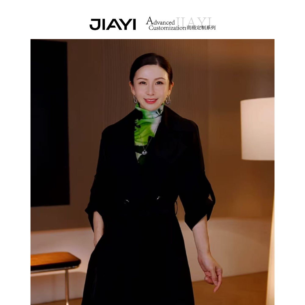 【JIAYI】  极简风旗帜显瘦时尚大翻领风衣 JY-S761