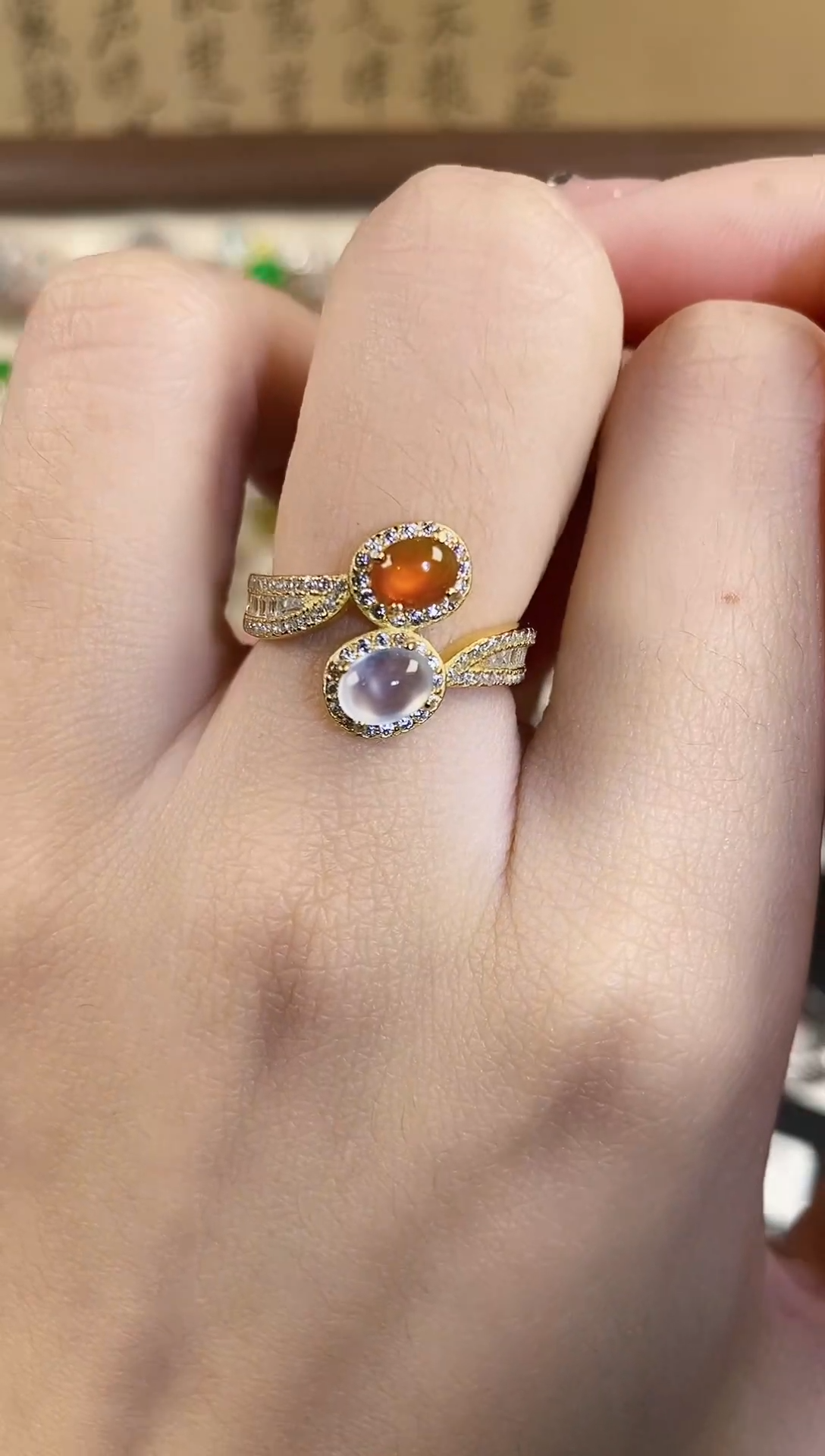 银S925镶嵌戒指翡翠 天然A货翡翠11