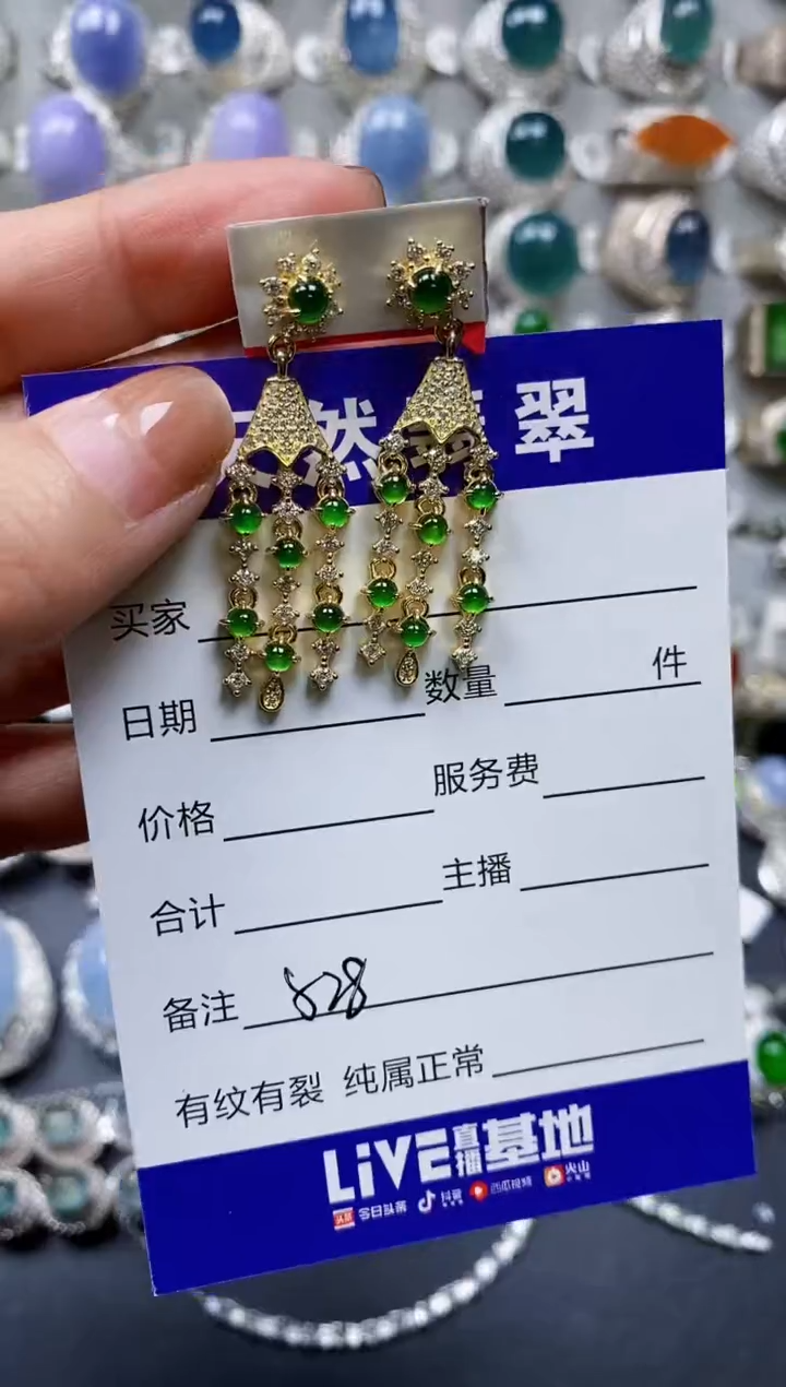 【闪购商品】翡翠耳饰银S925镶嵌0528