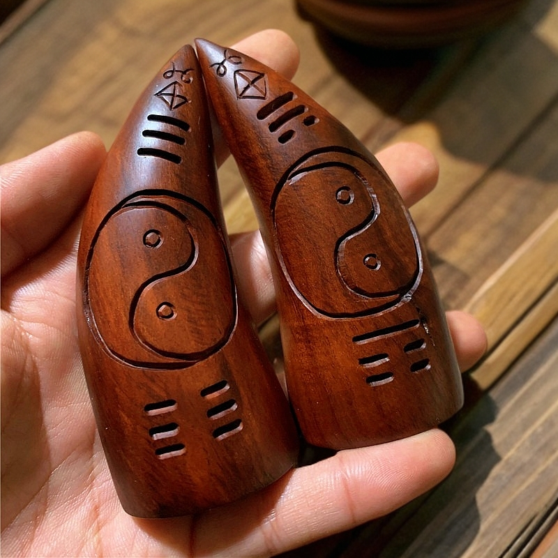 【圣杯】天然雷击枣木茭杯圣杯牛角形卦月牙形大号小号雕刻手工