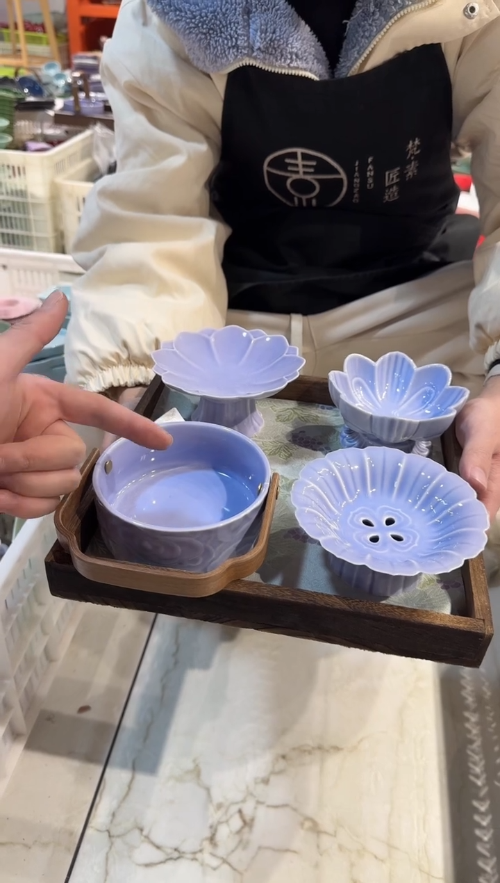 瓷片瓷微瑕商品 介意勿拍【带托盘布垫】