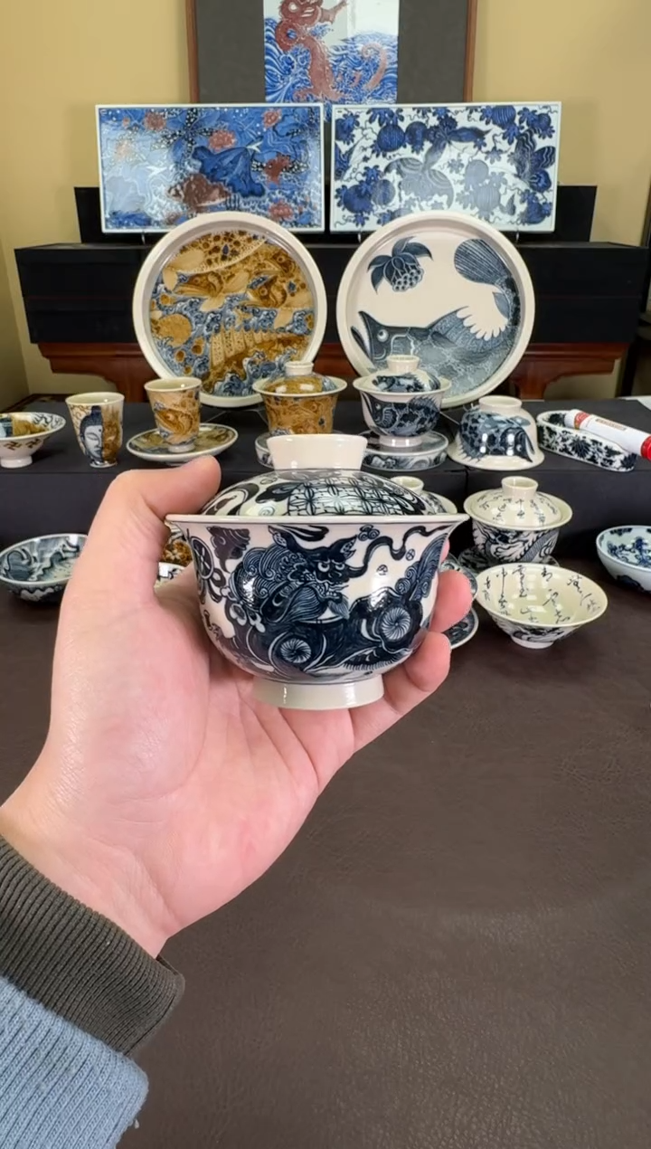 【闪购商品】二号釉杂宝狮子元宝盖碗
