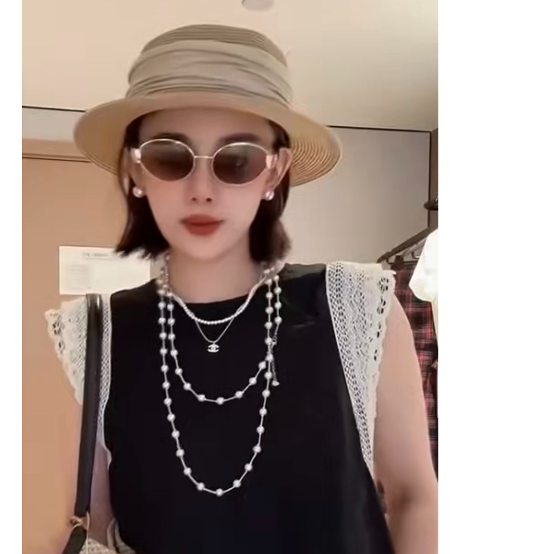亚麻拼接蕾丝花边无袖连衣裙