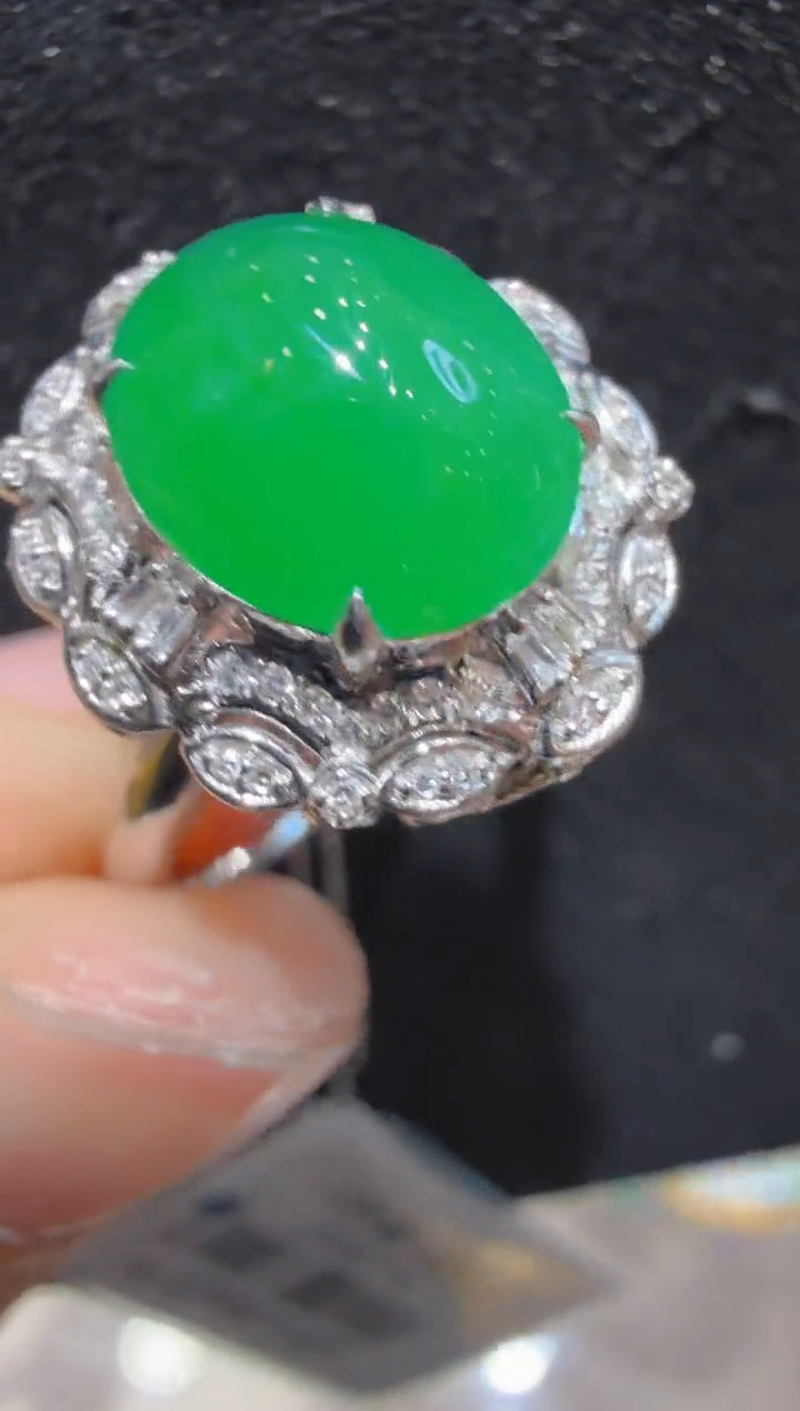 18K金镶嵌戒指翡翠多样性团购发一件