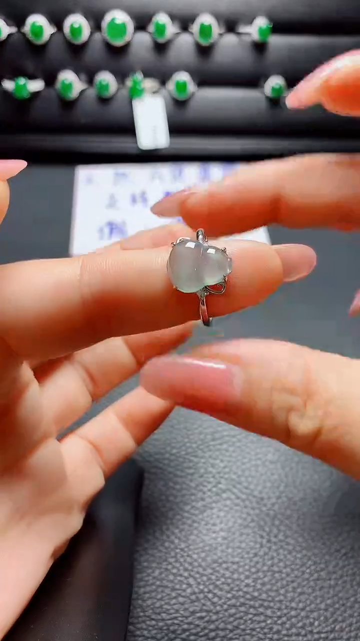 银S925镶嵌戒指翡翠天然翡翠A货s925银镶