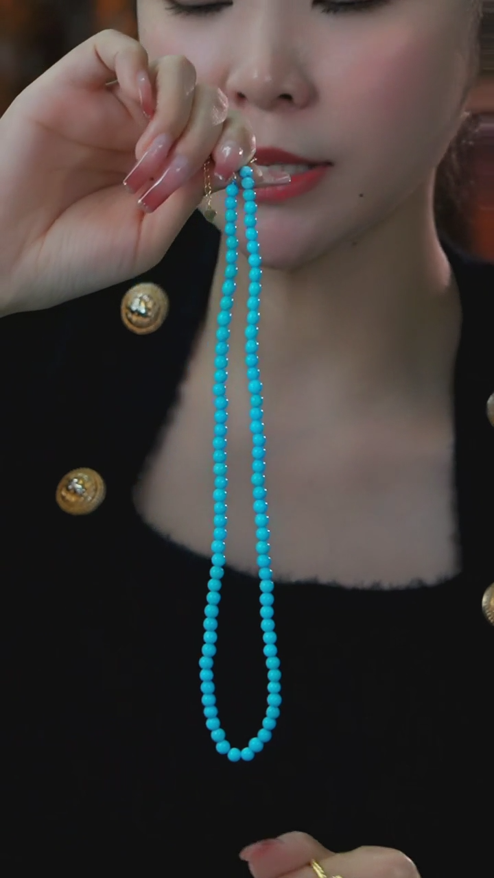 【闪购商品】绿松石项链银S925镶嵌发货一件5m