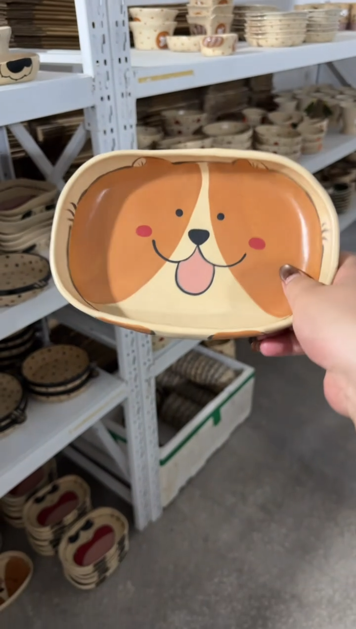 陶瓷狗狗盘子【十里高温釉下彩陶瓷】