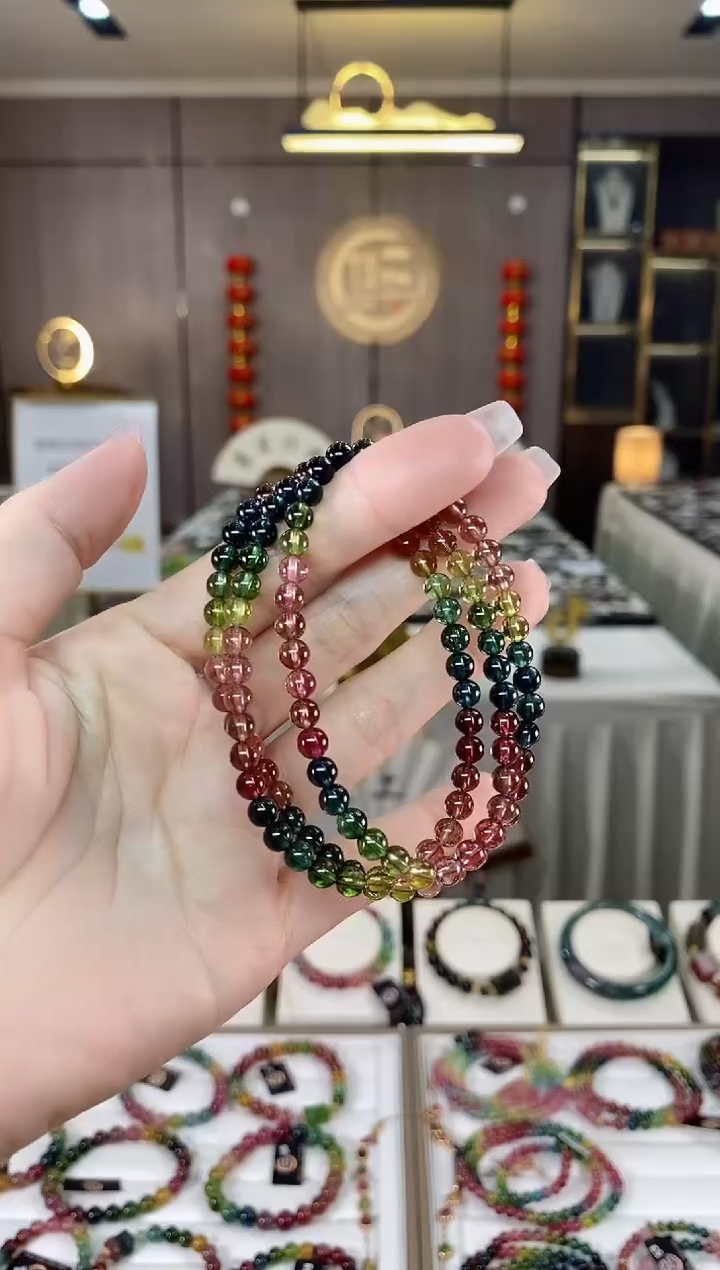 【闪购商品】碧玺三圈手串5mm+未镶嵌多样性发一条）hon