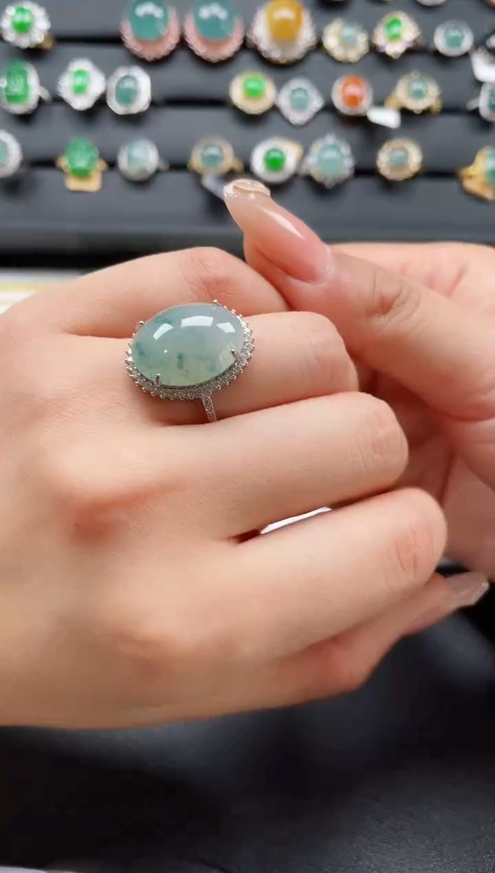 翡翠戒指银S925镶嵌321321