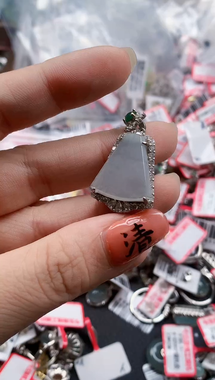 银S925镶嵌戒指翡翠天然A货缅甸翡翠