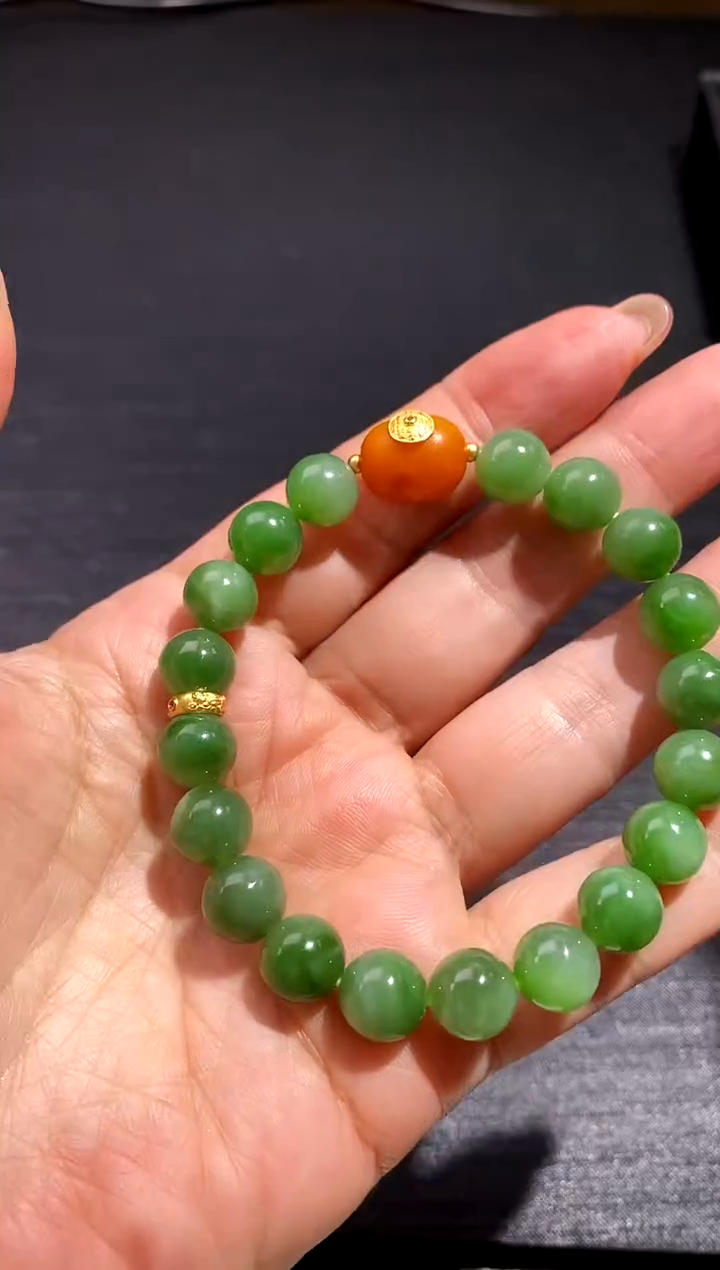 【闪购商品】和田玉（碧玉）手链未镶嵌和田玉单圈手串