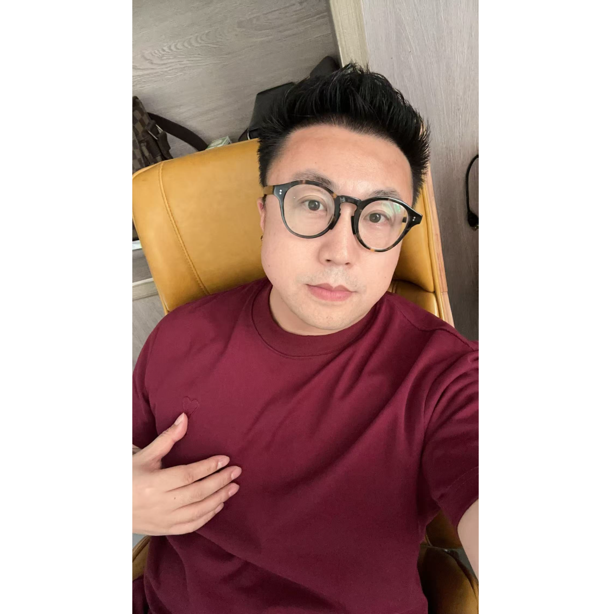 【重磅直角合体正肩版型】新款爱咪红桃A刺绣麻棉男女同款短袖