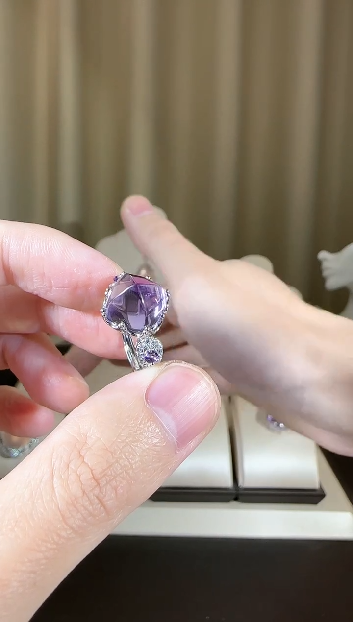 【闪购商品】紫晶戒指银S925镶嵌设计款