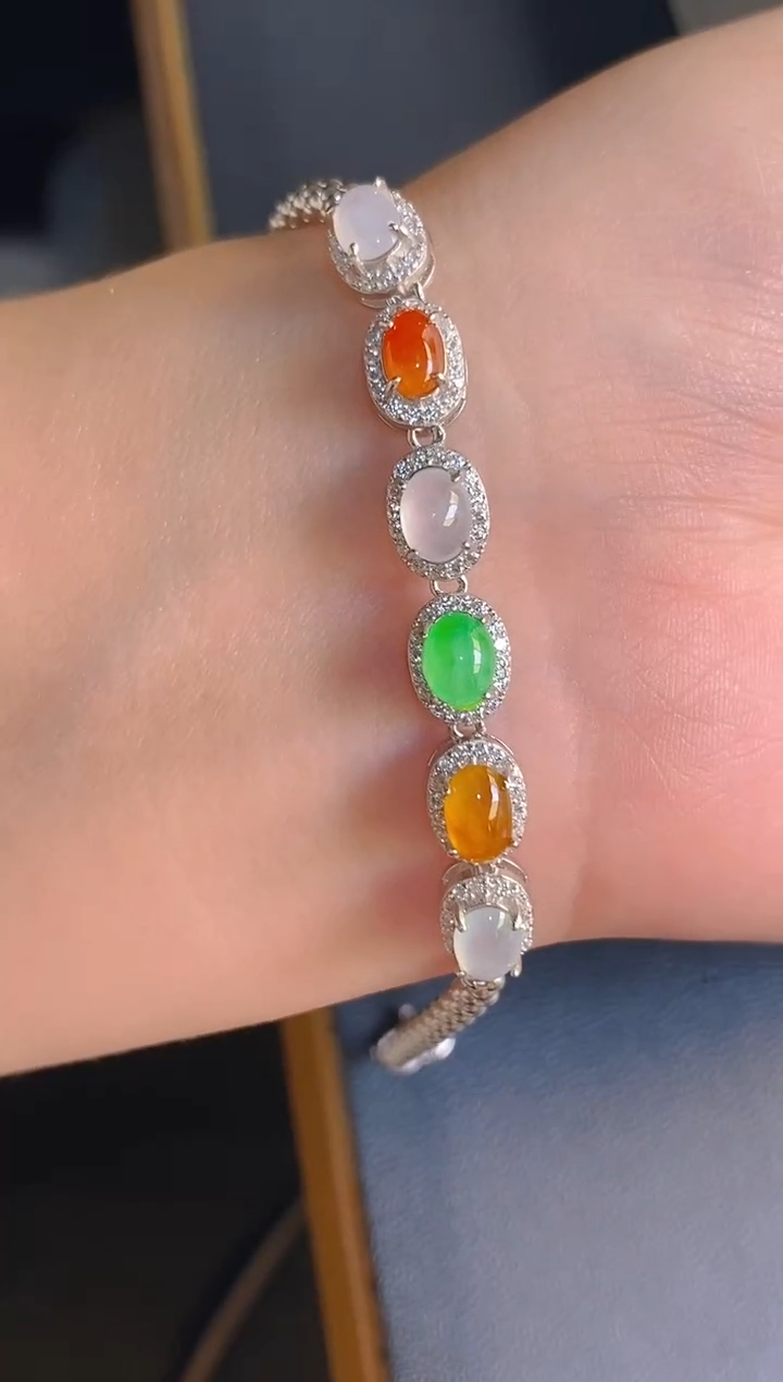 【闪购商品】翡翠耳饰银S925镶嵌天然A货翡翠1