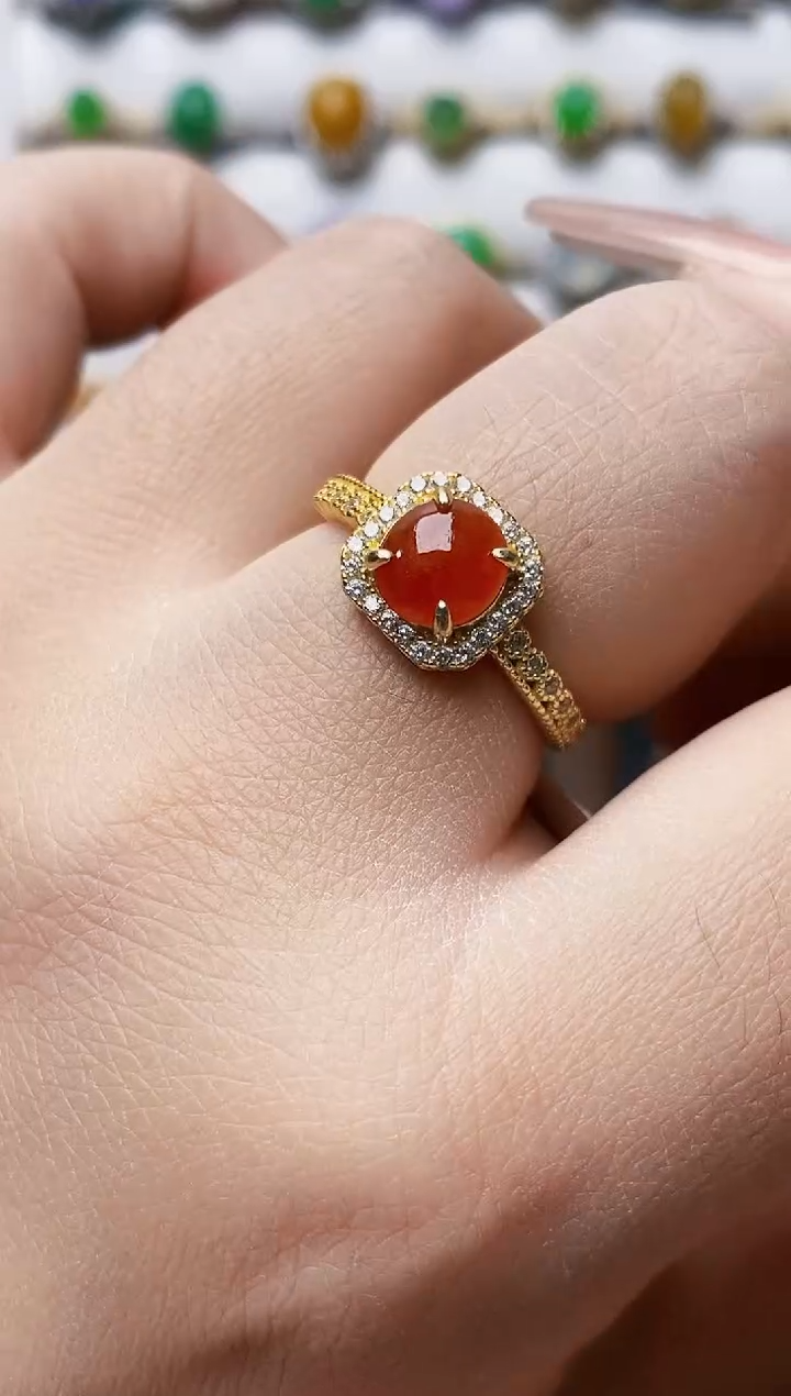 银S925镶嵌戒指翡翠0232