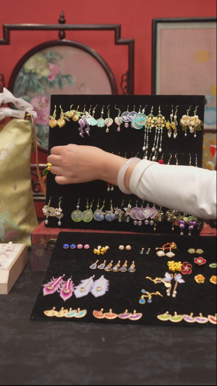 刺绣石*小非遗绒花手工饰品