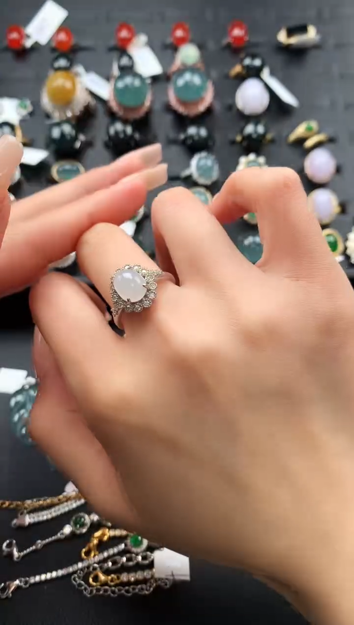 【闪购商品】翡翠戒指银S925镶嵌3457569875